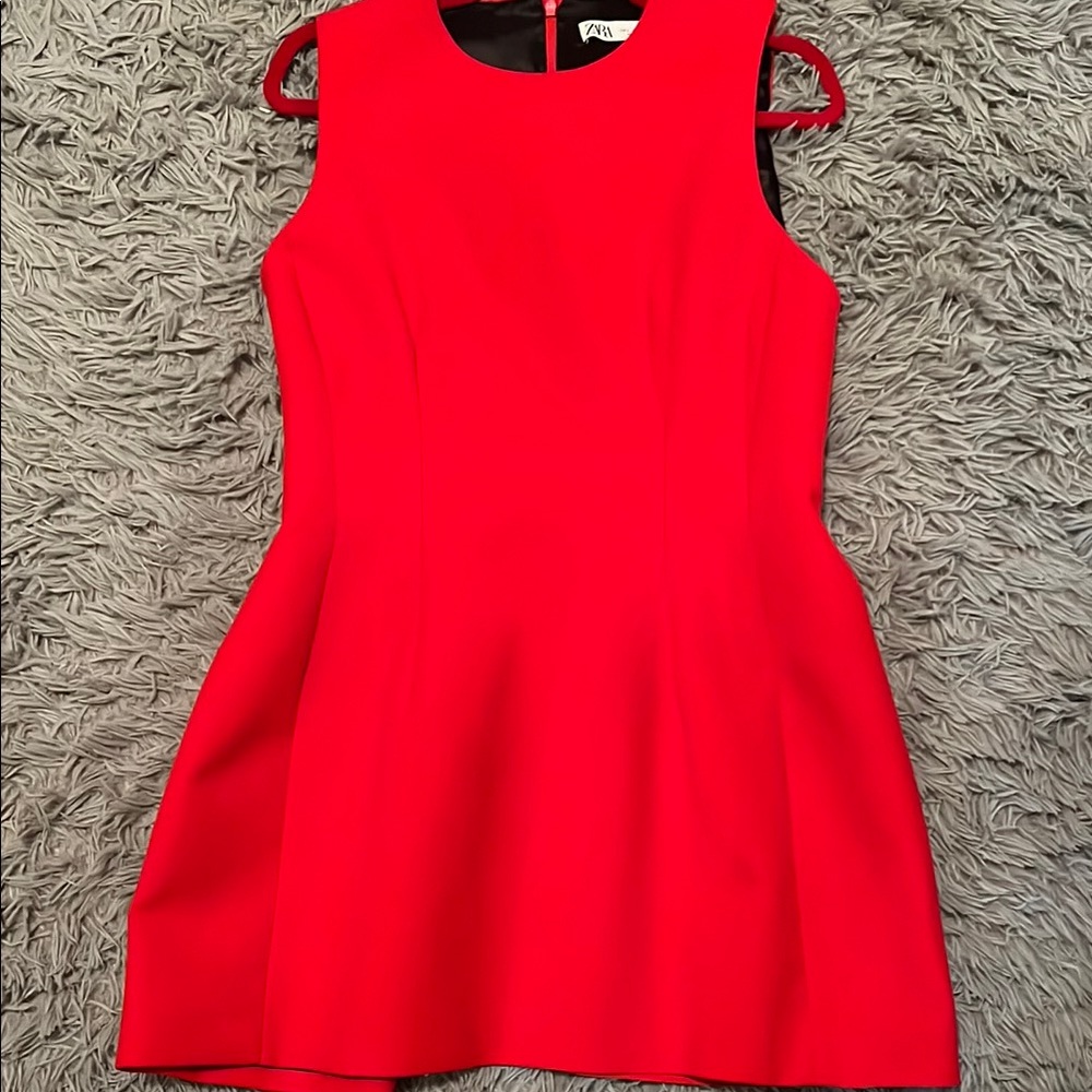 Zara Red Fit and Flare Mini Dress for Cocktail